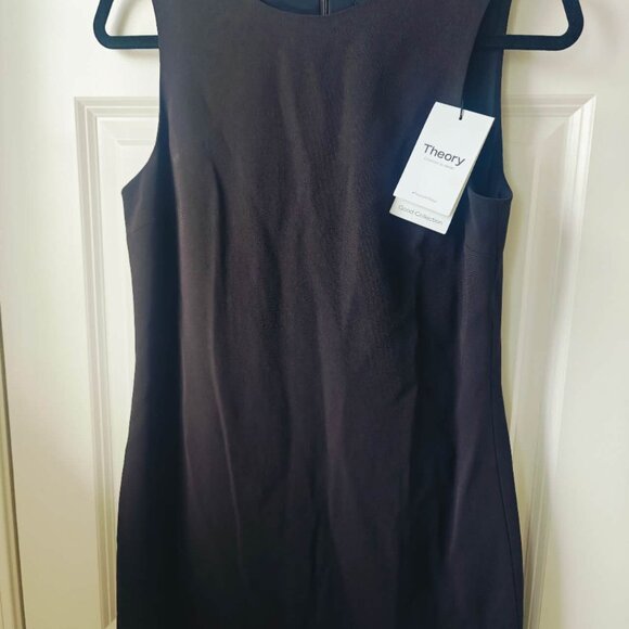 NWT Theory Shift Dress in Admiral Crepe Hickory dark brown - Picture 7 of 7